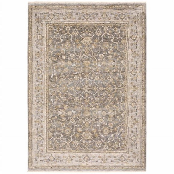 6 x 9 ft. Machine Woven Oriental Indoor Rectangle Area Rug - Beige & Grey
