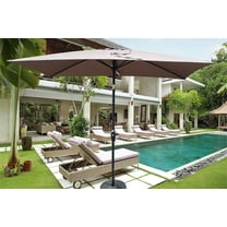 6 x 9 ft Patio Umbrella, Heavy Duty Outdoor Umbrella with Crank and Push Button Tilt, Fade Resistant & Waterproof Table Market Umbrella for Garden Backyard Pool Swimming Pool, Mushroom