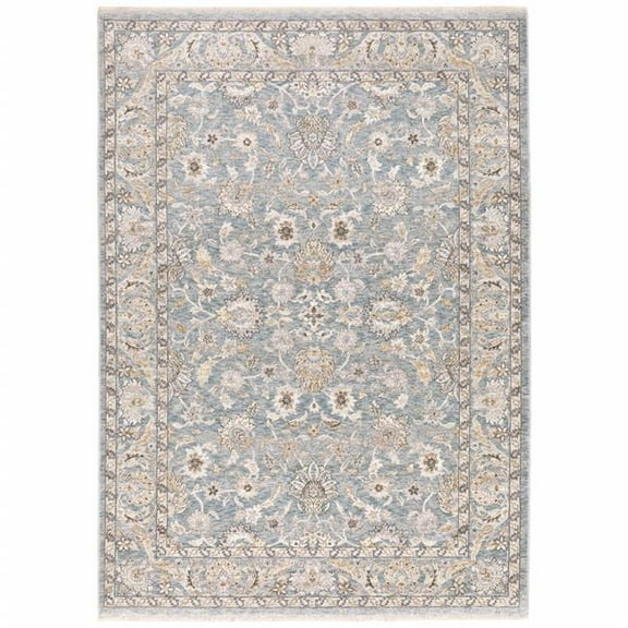 6 x 9 ft. Rectangle Machine Woven Floral Oriental Indoor Area Rug, Blue
