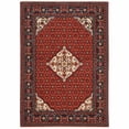 thumbnail image 1 of 6 x 9 ft. Red Blue Ivory & Orange Oriental Power Loom Stain Resistant Rectangle Area Rug with Fringe, 1 of 1