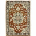 thumbnail image 1 of 6 x 9 ft. Rust Beige Teal Blue & Gold Oriental Power Loom Stain Resistant Rectangle Area Rug, 1 of 1