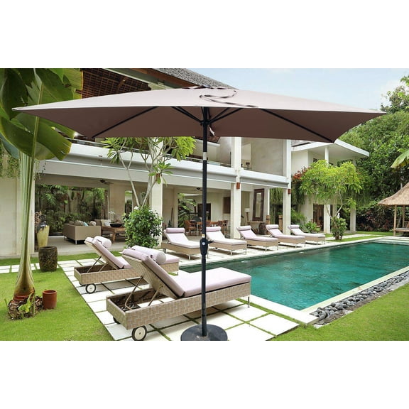 6 x 9ft&nbsp; Patio Umbrella Outdoor&nbsp; Waterproof Umbrella with Crank and Push Button Tilt without flap for Garden Backyard Pool&nbsp; Swimming Pool Market
