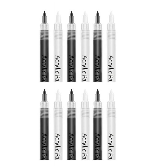 6 x BLACK MARKER PENS 6 x WHITE MARKER PENS-black & white