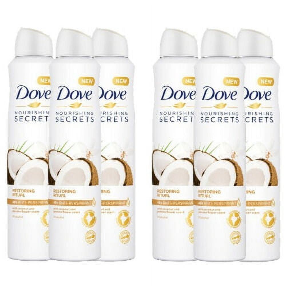 6 x Dove Nourishing Secrets Coconut and Jasmine 48HR Deodorant Spray, 150ML  