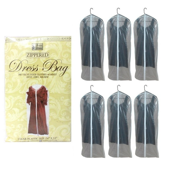 6 x Dress Garment Storage Bags 53" Protector Suit Cover Gown Storage Dust Travel