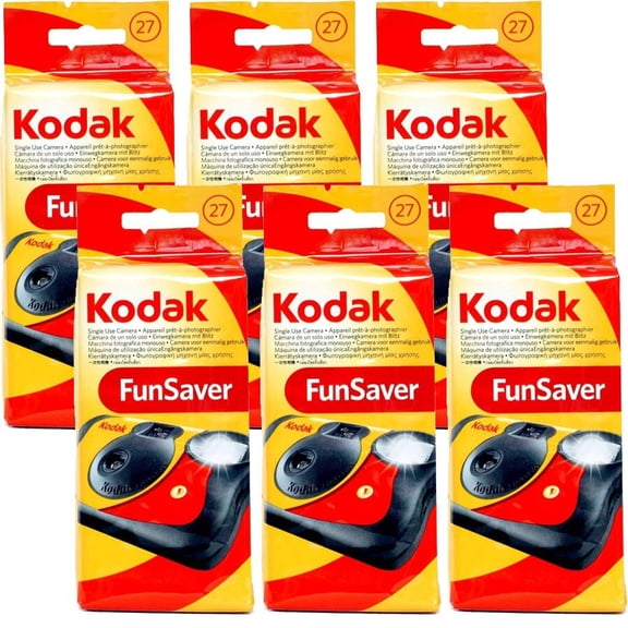 6 x Kodak Funsaver Flash One Time Single Use Disposable Flash Camera , 27 Exp