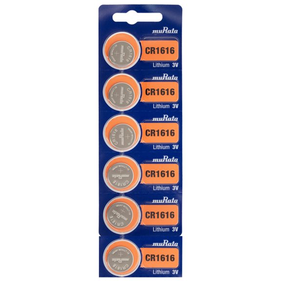 6 x Murata CR1616 Button Battery, 3V, 16mm Diameter