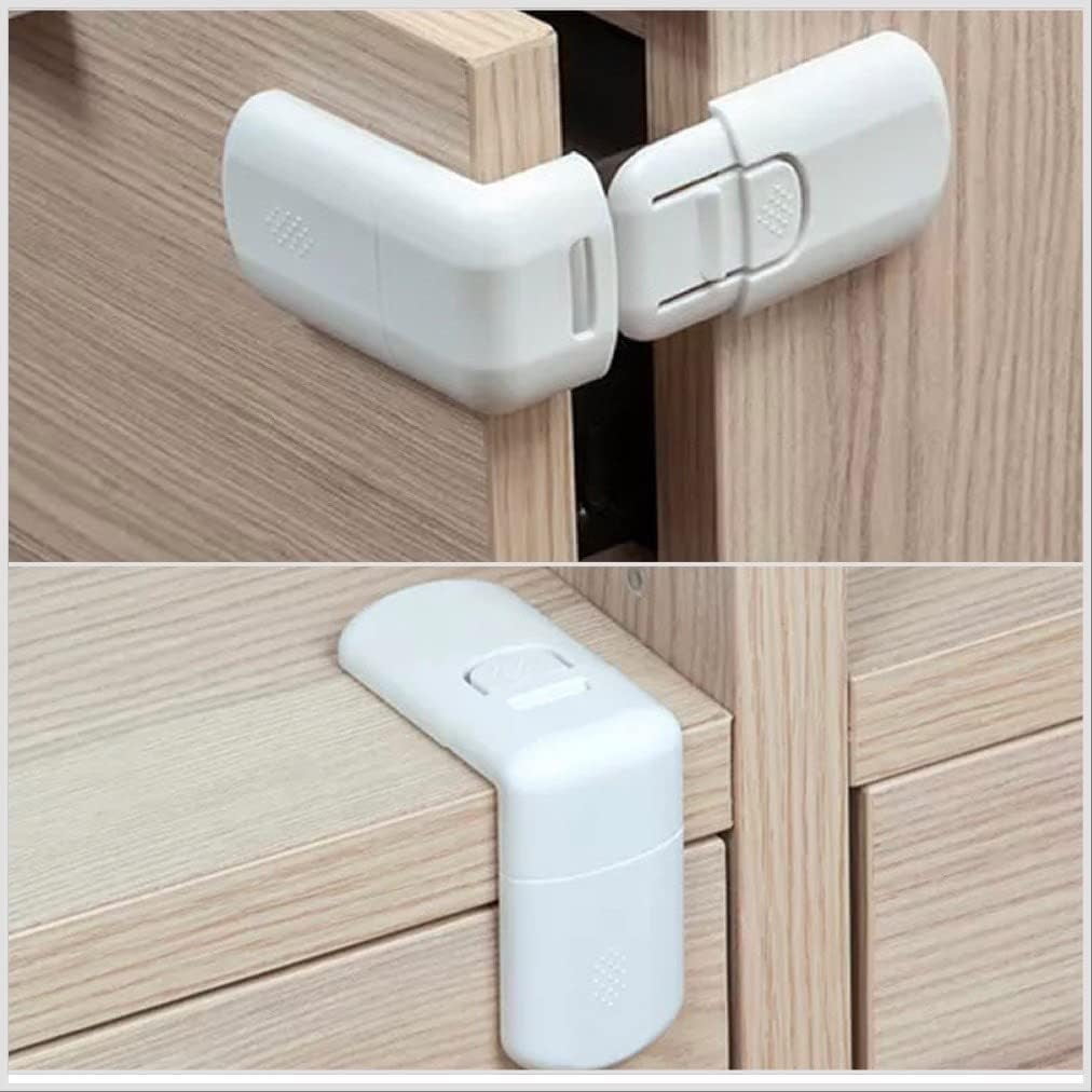 6 x Pack Child Proof Draw Cupboard Safety Locks No Mess Corner Locks Easy Installation White