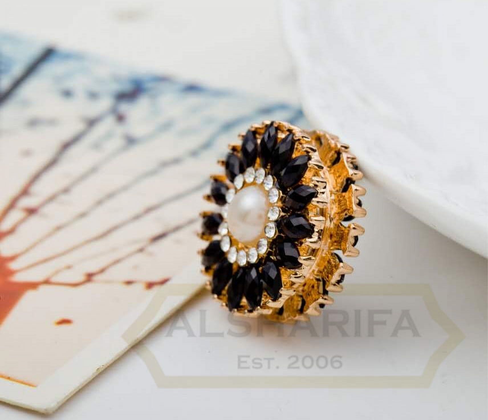6 x Pinless Magnetic Pins for Hijab Scarves | Rhinestone Magnet Button /  Brooch [Style: Sunflower]