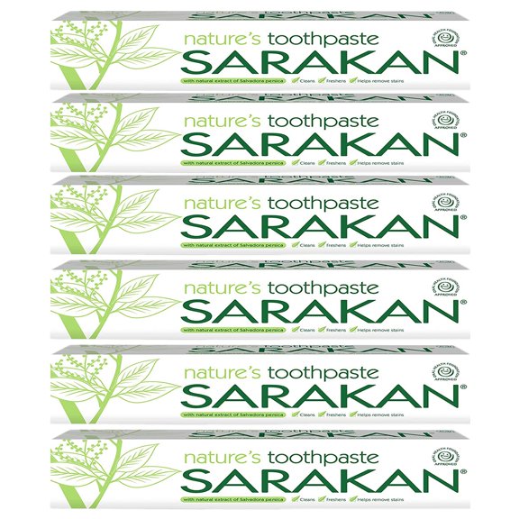 6 x Sarakan Nature's Toothpaste (50 ml) | Vegan Toothpaste | Fluoride Free | Suitable for Adults and Children