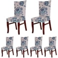 thumbnail image 1 of 6 x Soft Spandex Fit Stretch Short Dining Room Chair Covers with Printed Pattern, Banquet Chair Seat Protector Slipcover for Home Party Hotel Wedding Ceremony (Style 5), 1 of 5