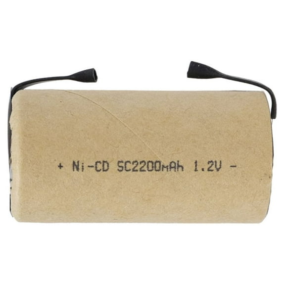 6 x Sub C 2200 mAh NiCd Batteries with Tabs (Paper Wrapped)