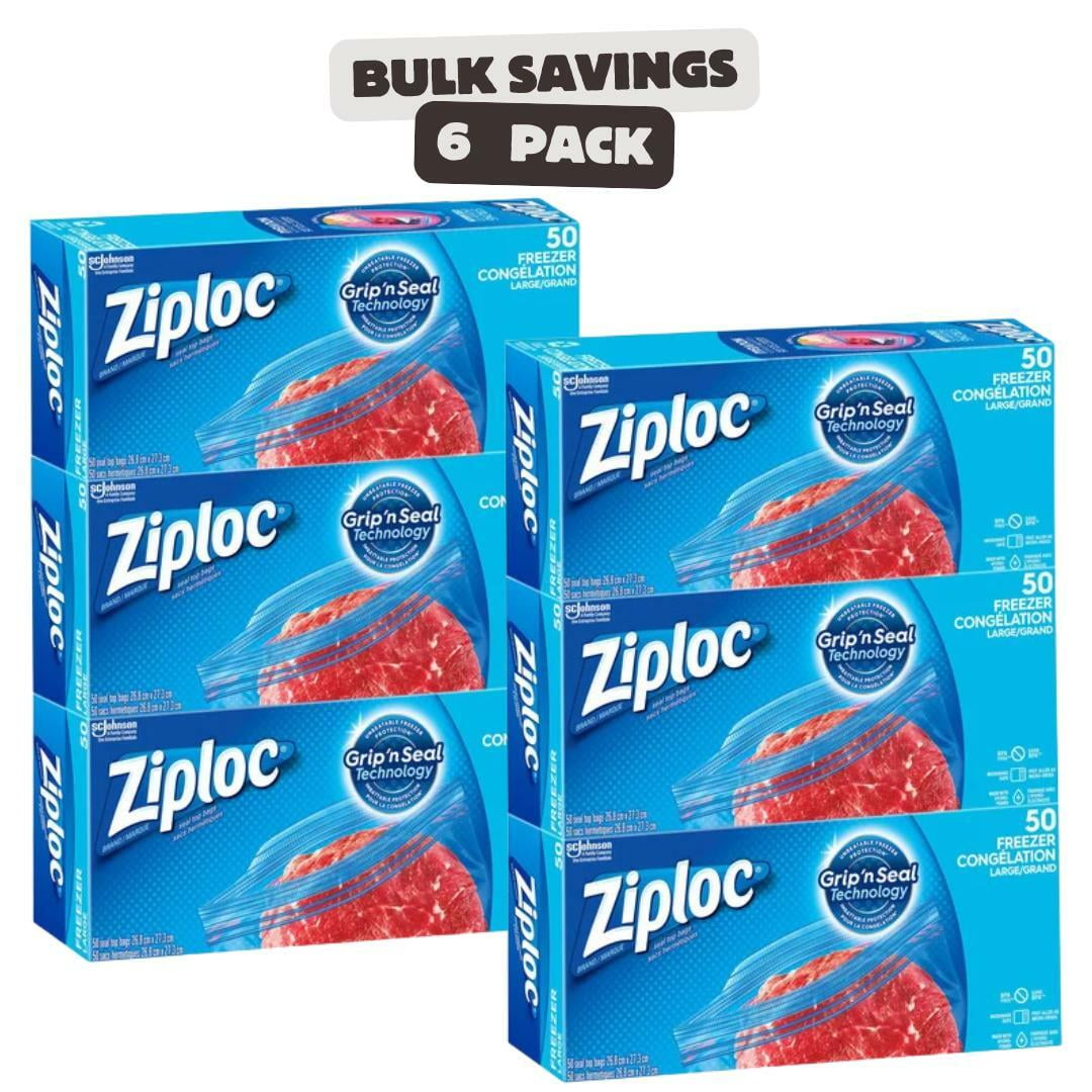6 x Ziploc Large Easy-Open Freezer Bags, 50 bags each