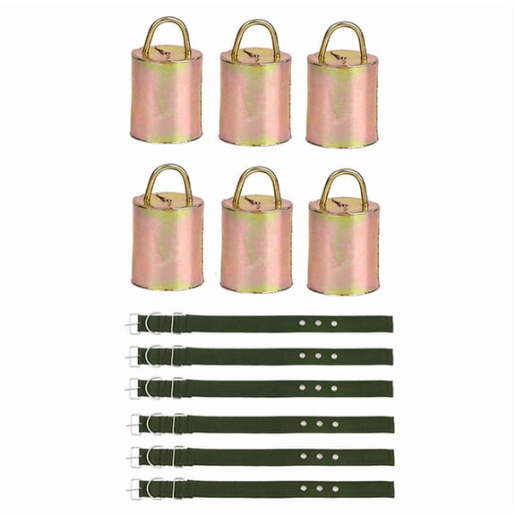 6 x cow bells 6 x Special rope for bells-As Shown