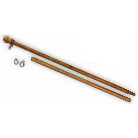 6'x1" SPINNING TANGLE FREE FLAGPOLE DARK OAK WOODGRAIN ALUMINUM 2-PIECE