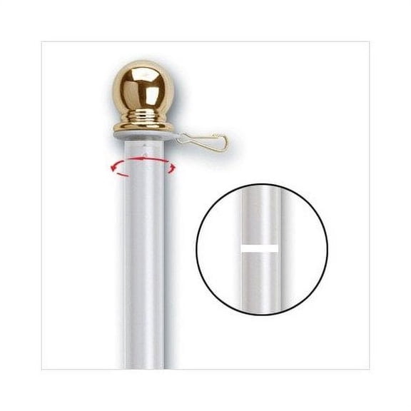 6'x1" SPINNING TANGLE FREE FLAGPOLE WHITE 2-PIECE