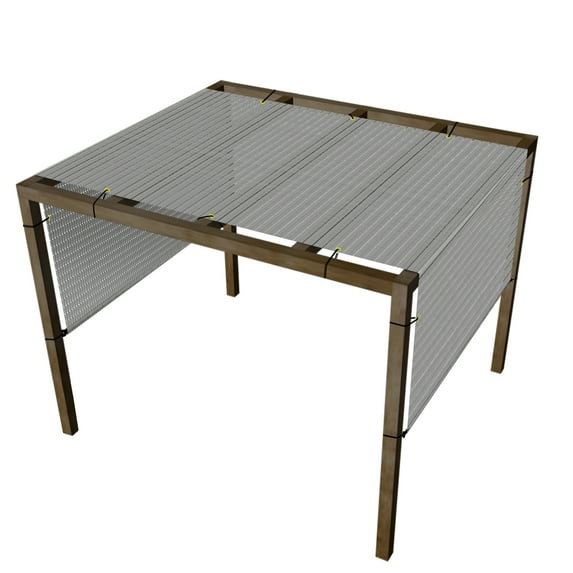 6'x10' Pergola Replacement Cover Canopy Sun Shade Screen Panel with Gromets Weighted Rods for Patio Deck Backyard Hollow out Light Grey