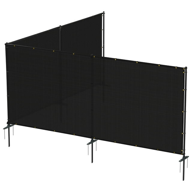 6'x137' Outdoor Privacy Fence with Iron Poles Ground Spikes Dog Garden Privacy Metal Fence Backyard Patio Yard Barrier Border Divider Black