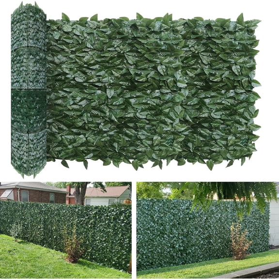 6'x14'-1PC Faux Ivy Fence Privacy Screen Greenery Roll Artificial Plant Wall Leaf Fences for Patio Balcony Outdoor Chain Link Fence Covering, Custom Size, Laurel