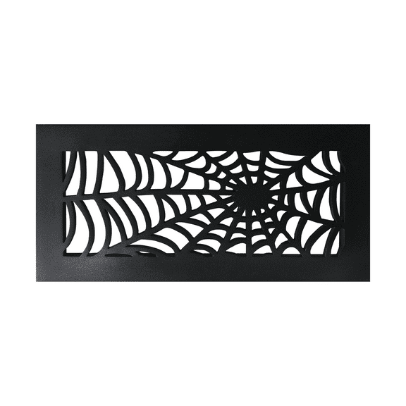 6"x14" Spooky Gothic Air Return Vent Cover in Spider Web Design Cast Aluminum Air Grille HVAC Duct Cover || Powder Coated Black No holes