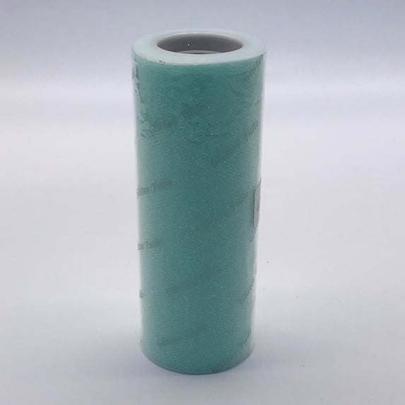 6"x15 Yd Glitter Tulle-Aqua