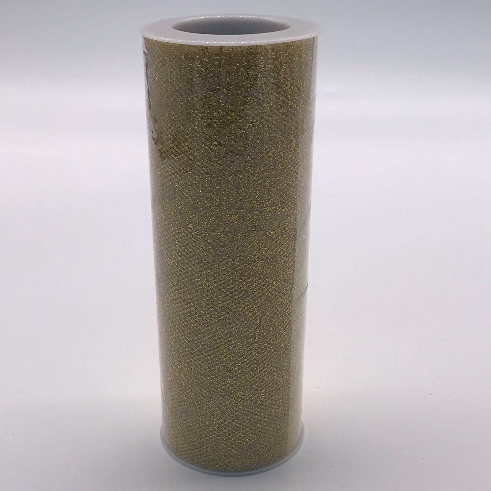 6"x15 Yd Glitter Tulle-Gold