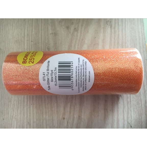 6"x15 Yd Glitter Tulle-Orange