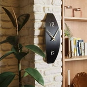 6"x18" Metal 3D Modern Wall Clock - Silent Unique Wall Clock - Modern Home Decor - Curve Of Time - Black