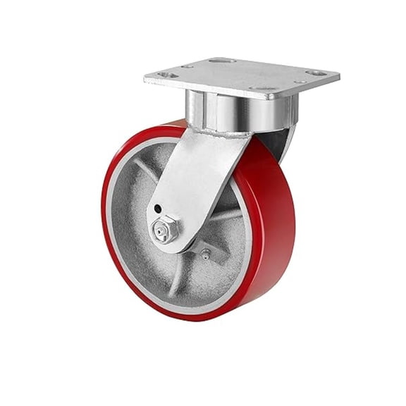 6"x2" Super Heavy Duty Casters,Kingpinless Polyurethane Casters Wheel,Capacity up to 2200 Lb. Use for Platform Truck, U-Boat Cart,Workbenches(1 Swivel Red)