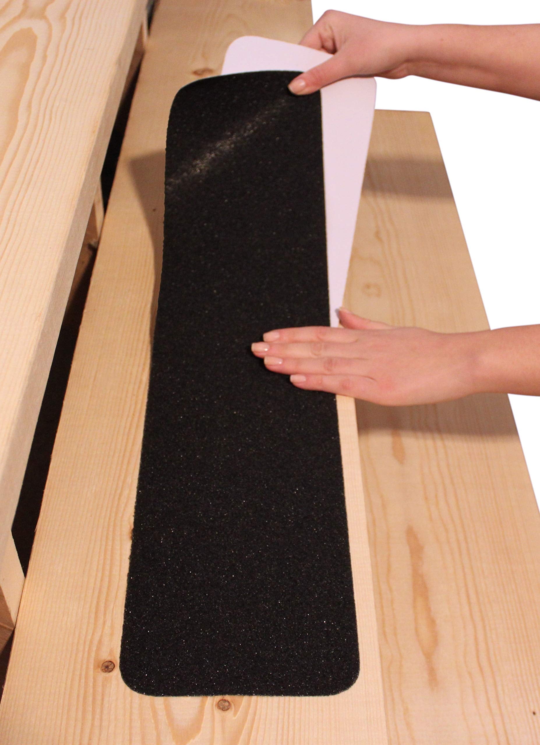 Black Non-Slip Self-Adhesive Stair Tread Strips, 6”x30” (15-Pack)