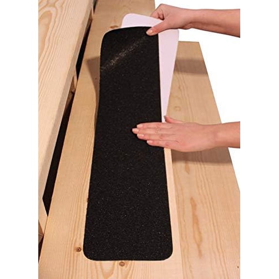 6”x30” Stair Treads Non-Slip Outdoor Tape – (15-Pack) Black Anti-Slip Strips