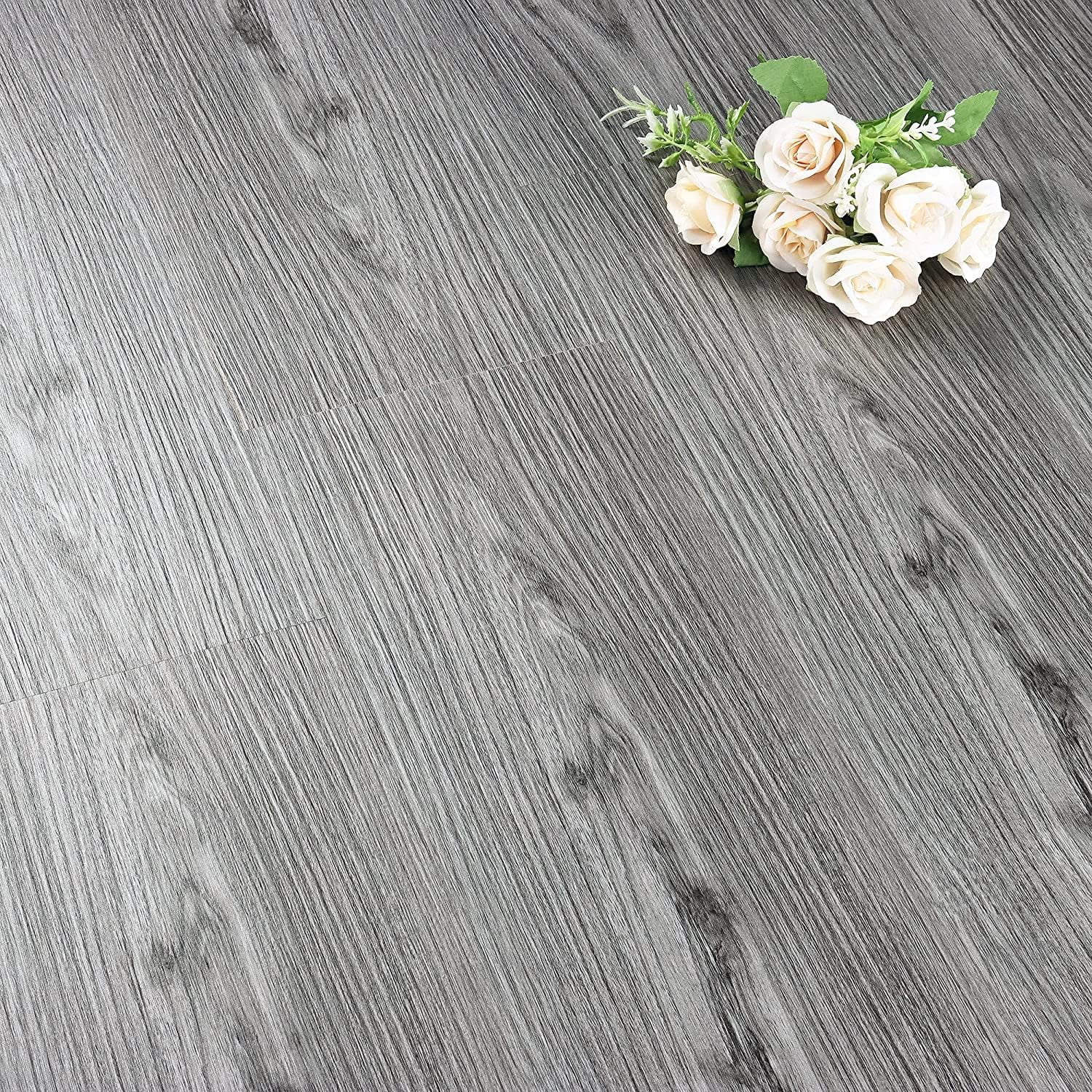 6"x36" Grey Wood Peel and Stick Floor Tile Natural Wood Vinyl Flooring Peel and Stick Vinyl Plank Flooring Waterproof Sticky Floor Tiles for Bathroom Kitchen Bedroom Laminate Floorings 5 Pcs