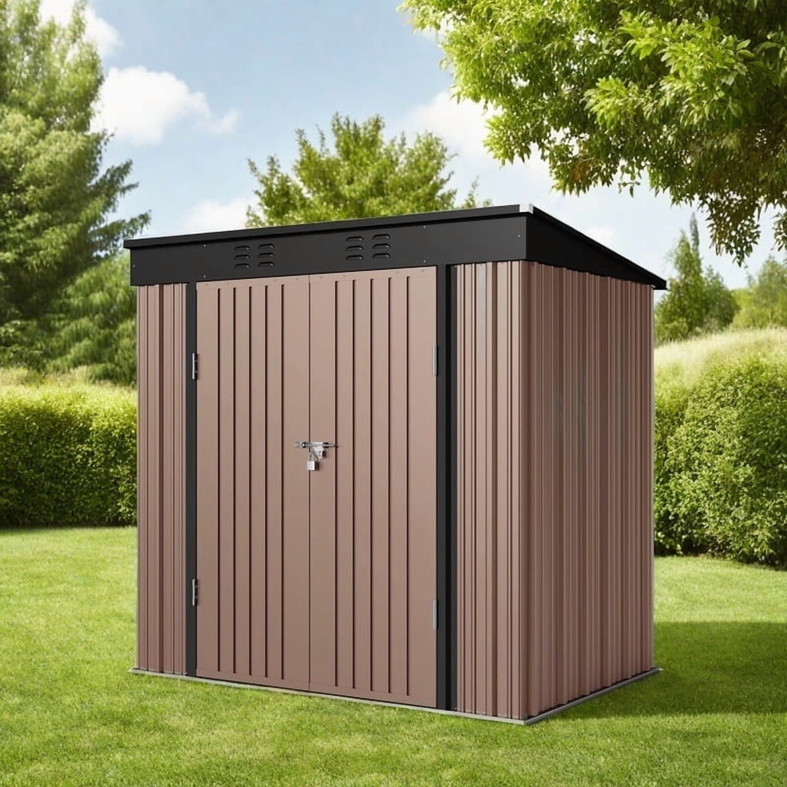 Asofer 6 x4 Outdoor Storage Shed Clearance Metal Garden Sheds with Lockable Door for Patio Lawn Black