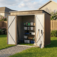 thumbnail image 1 of 6'x4' Outdoor Storage Shed, Asofer Brown Metel Sheds with Lockable Door for Garden, Tool Shed Garden Shed, 1 of 8