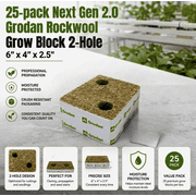 Grodan 2-Hole Plant Grow Blocks, Rockwool