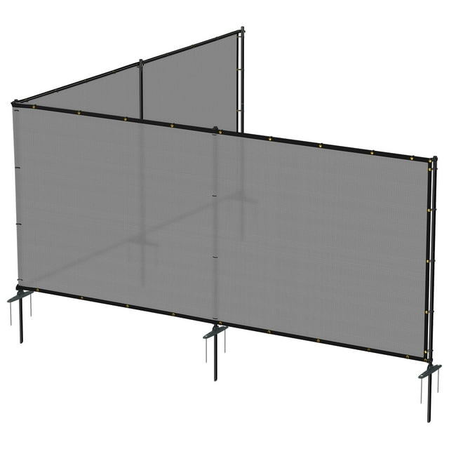 6'x54' Outdoor Privacy Fence with Iron Poles Ground Spikes Dog Garden Privacy Metal Fence Backyard Patio Yard Barrier Border Divider Light Grey