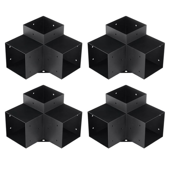 6"x6" Pergola Bracket Kit 4PCS Heavy Duty 3 Way Corner Bracket for Wood Post Base DIY Easy Installation Wooden Beams Gazebo Patio Pergola Log Cab