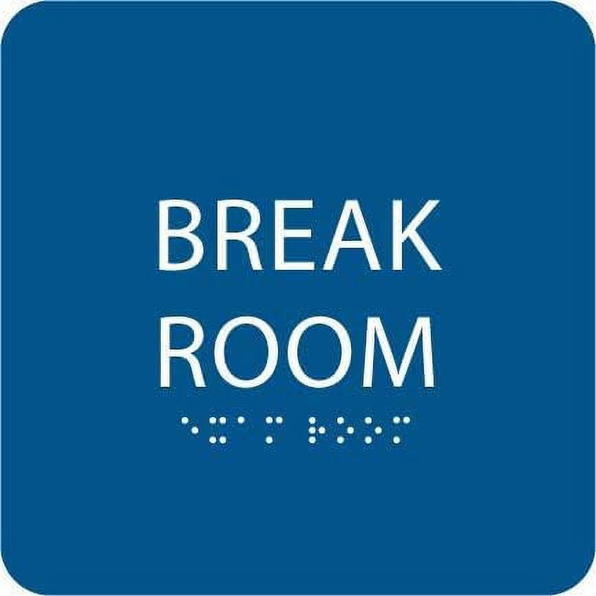  6" x6" break room sign compliant tactile grade 2 braille text wall