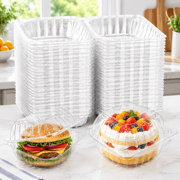 6"x6"x3" Plastic Clear Clamshell Food Containers