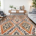 thumbnail image 1 of 6'x9' Area Rugs for Living Room, Machine Washable Non-Slip Carpet, Soft Faux Wool Low Pile Moroccan Farmhouse Western Rug, Orange, 1 of 5