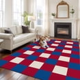 thumbnail image 1 of 6'x9' Area Rugs, 4th of July Red Blue Plaid Indoor Outdoor Area Rug for Living Room Bedroom, Independence Day Checkered Washable Bathroom Rugs Kitchen Floor Carpet Mats Home Decor Aesthetic, 1 of 8