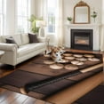 thumbnail image 1 of 6'x9' Area Rugs, Baseball Indoor Outdoor Area Rug for Living Room Bedroom, Farmhouse Retro Sport Theme Brown Wooden Grain Washable Bathroom Rugs Kitchen Floor Carpet Mats Home Decor Aesthetic, 1 of 8