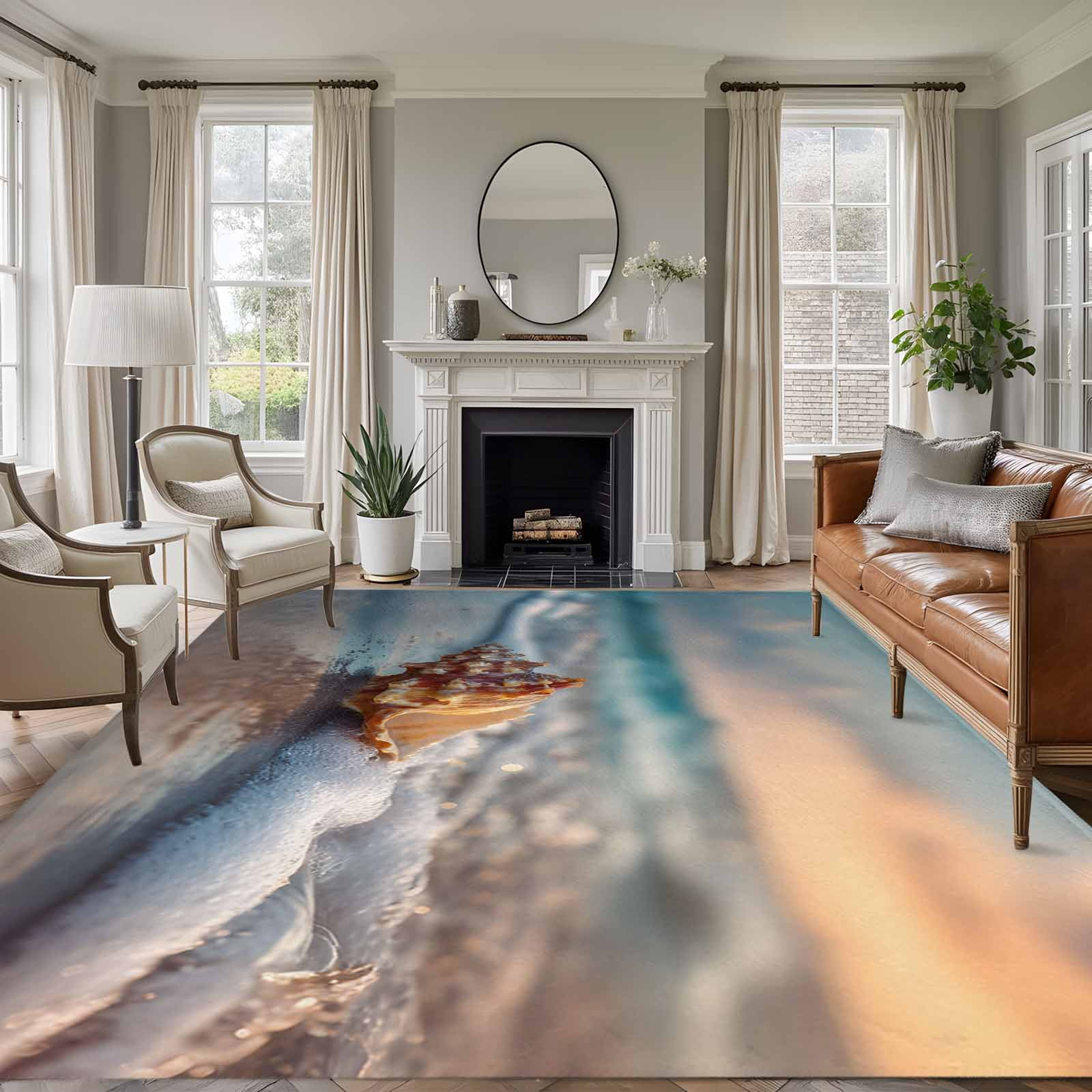 6'x9' Area Rugs, Beach Conch Indoor Outdoor Area Rug for Living Room ...