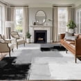 thumbnail image 1 of 6'x9' Area Rugs, Black Grey Indoor Outdoor Area Rug for Living Room Bedroom, Abstract Geometric Color Block Oil Painting Washable Bathroom Rugs Kitchen Floor Carpet Mats Home Decor Aesthetic, 1 of 8
