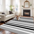 thumbnail image 1 of 6'x9' Area Rugs, Black Grey Stripes Indoor Outdoor Area Rug for Living Room Bedroom, Simple Striped Lines Minimalist Modern Washable Bathroom Rugs Kitchen Floor Carpet Mats Home Decor Aesthetic, 1 of 8
