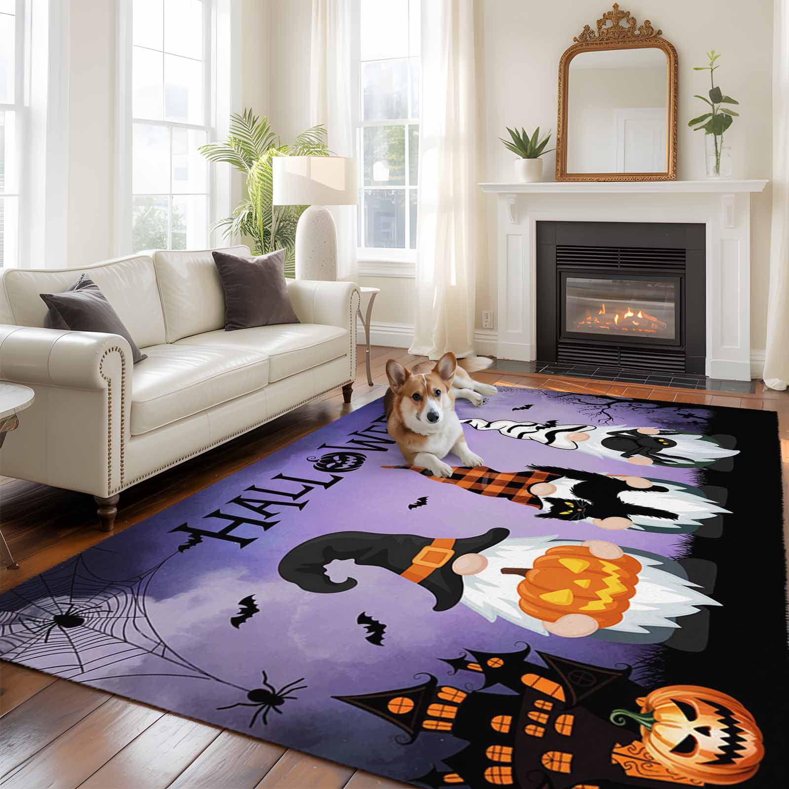6'x9' Area Rugs, Black Purple Halloween Indoor Outdoor Area Rug for ...