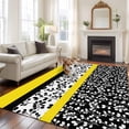 thumbnail image 1 of 6'x9' Area Rugs, Black Yellow Indoor Outdoor Area Rug for Living Room Bedroom, Garden Floral Stripe Aesthetic Flower Boho Washable Bathroom Rugs Kitchen Floor Carpet Mats Home Decor Aesthetic, 1 of 8