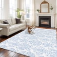 thumbnail image 1 of 6'x9' Area Rugs, Blue Boho Floral Indoor Outdoor Area Rug for Living Room Bedroom, Farmhouse Middle Century Flowers Washable Bathroom Rugs Kitchen Floor Carpet Mats Home Decor Aesthetic, 1 of 8