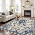 thumbnail image 1 of 6'x9' Area Rugs, Blue Boho Indoor Outdoor Area Rug for Living Room Bedroom, Rustic Southwestern Ethnic Geometric Washable Bathroom Rugs Kitchen Floor Carpet Mats Home Decor Aesthetic, 1 of 8