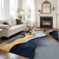 thumbnail image 1 of 6'x9' Area Rugs, Blue Gold Gray Marble Indoor Outdoor Area Rug for Living Room Bedroom, Modern Abstract Mountain Art Washable Bathroom Rugs Kitchen Floor Carpet Mats Home Decor Aesthetic, 1 of 8